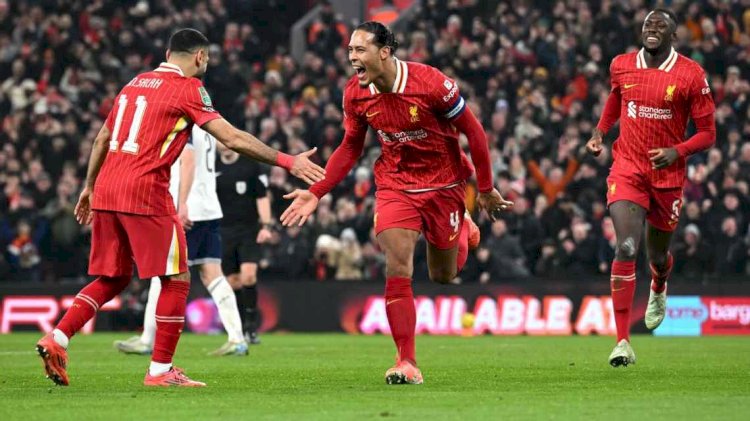 Selebrasi pemain  Liverpool, Virgil Van Dijk/Foto:Getty Images
