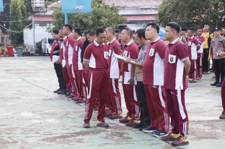 Personel Polres Musi Rawas saat menjalani tes kesamaptaan. (ist/rmolsumsel.id)  