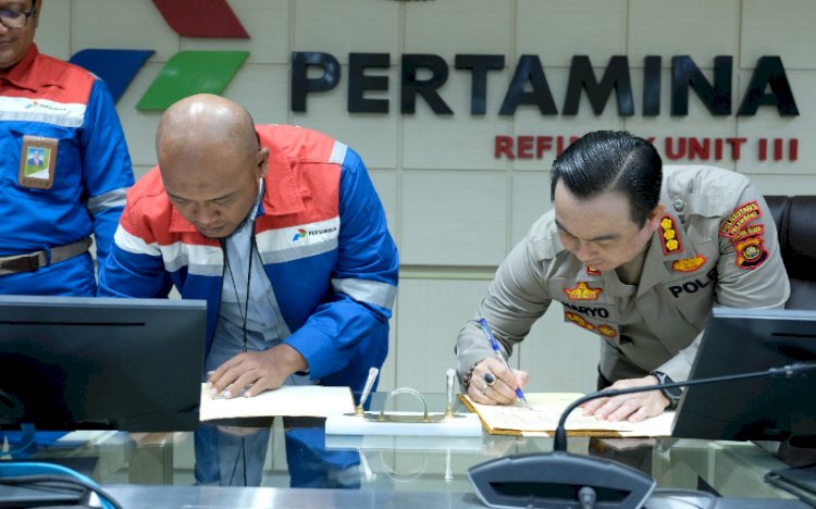 Suasana pada saat kegiatan kerjasama antara Pertamina dan Polrestabes Palembang/ist
