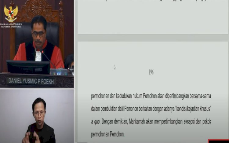 Tangkapan layar hakim MK membacakan putusan terkait PHPU Pilbup Empat Lawang/ist