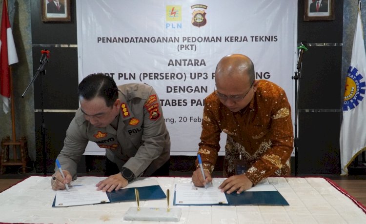 Kapolresta Palembang, Kombes Pol Harryo Sugihhartono dan Manager PLN UP3 Palembang, Henry Nugroho/ist