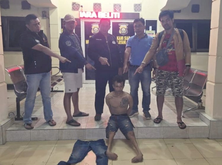 Tersangka RI saat diringkus Polsek Muara Beliti. (ist/rmolsumsel.id) 