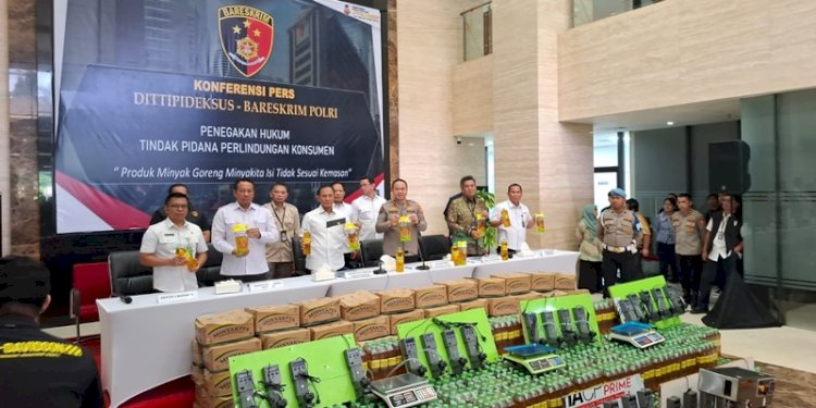 Konferensi pers kasus MinyaKita di Bareskrim, Jakarta Selatan pada Selasa, 11 Maret 2025./RMOL