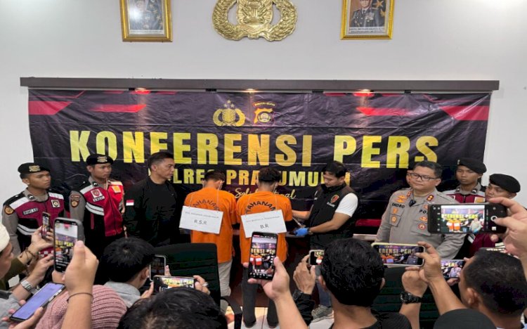 Polres Prabumulih saat menggelar press rilis pembunuhan bos cucian mobil. Foto : Dok Polres Prabumulih