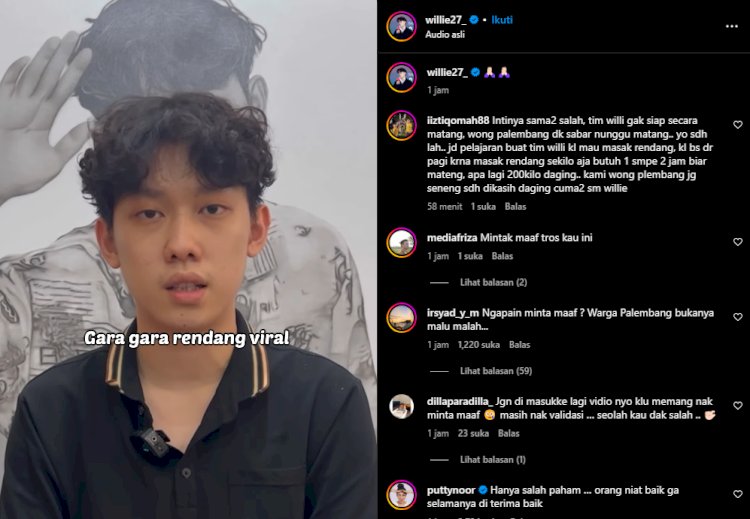 Willie Salim Minta Maaf ke Warga Palembang soal Video Rendang 200 Kg. (Handout)