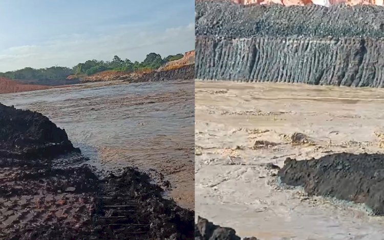 Tanggul tambang batubara PT Basin Coal Mining jebol/kolase