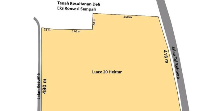  Sketsa tanah milik Kesultanan Deli/Ist
