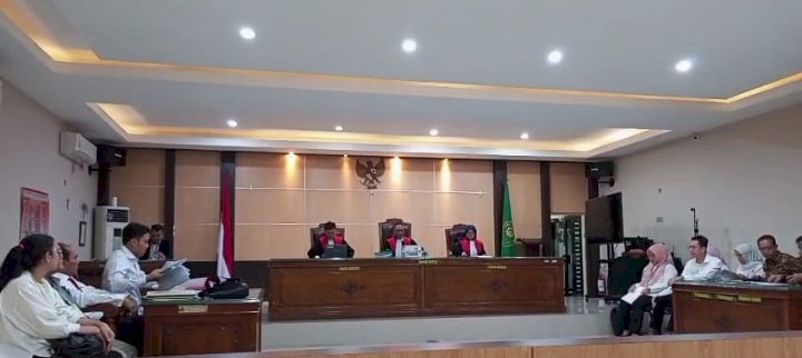Sidang gugatan sengketa lahan antara warga pemilik lahan dengan PTBA dan PT BSP dengan agenda pembuktian di PN Muara Enim.