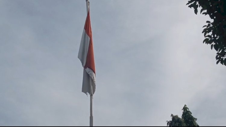 Bendera robek dan usang yang berkibar di Kantor DLHP Sumsel/repro