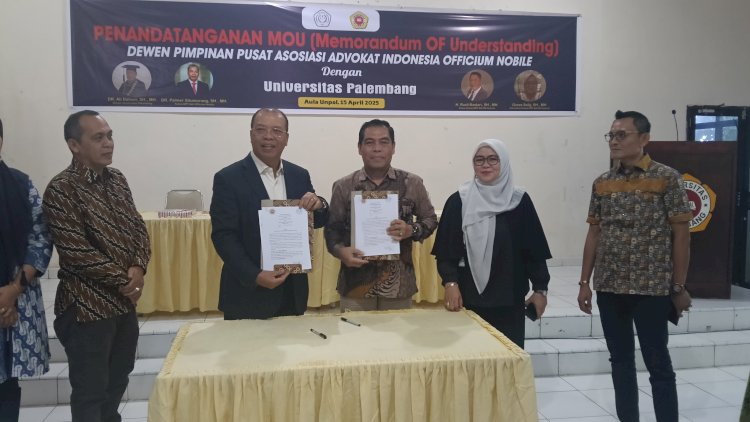 Universitas Palembang (Unpal) menjalin kerjasama strategis dengan Asosiasi Advokat Indonesia (AAI) Officium Nobile Sumatera Selatan/Foto: Denny Pratama