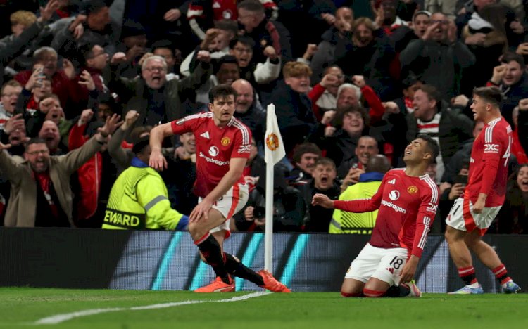 Selebrasi Harry Maguire usai mencetak gol penentu kemenanga Manchester United/net