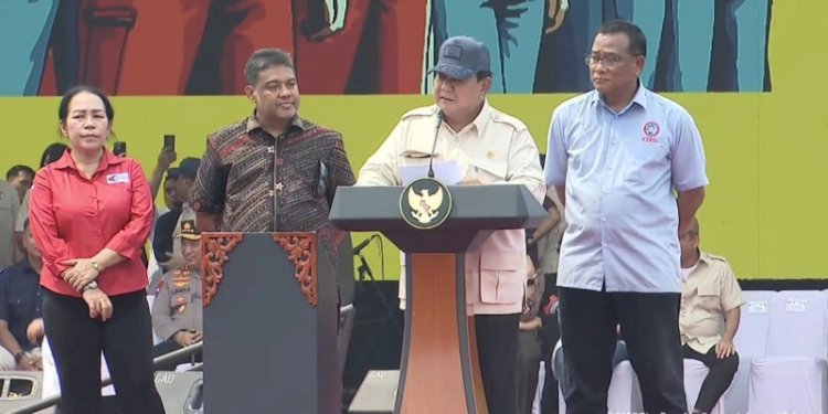 Presiden Prabowo Subianto saat menyampaikan sambutan di Hari Buruh, Kamis 1 Mei 2025 /RMOL