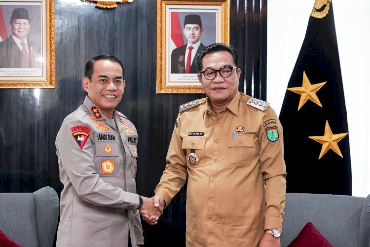 Bupati Musi Banyuasin (Muba), H.M. Toha, melakukan kunjungan kerja dan audiensi dengan Kapolda Sumatera Selatan (Sumsel), Irjen Pol Andi Rian R Djajadi. (ist/rmolsumsel.id) 