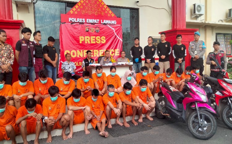 Tersangka kasus rekayasa begal yang dirilis Polres Empat Lawang/ist