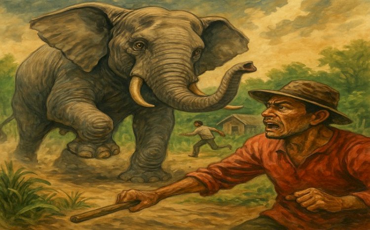 Ilustrasi konflik gajah dan manusia. (handout/rmolsumsel.id) 