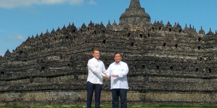  Presiden Prancis Emmanuel Macron dan Presiden Prancis Emmanuel Macron di Candi Borobudur, Jawa Tengah pada Kamis, 29 Mei 2025/RMOL