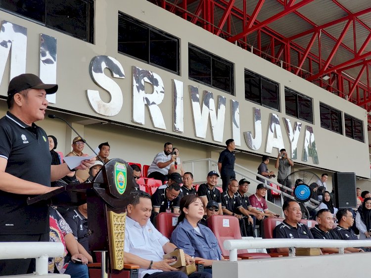 Gubernur Sumsel Herman Deru saat meberikan sambutan dalam pembukaan Liga OPD Piala Gubernur Sumsel 2025/ist