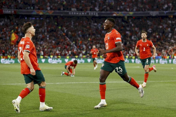 Selebrasi pemain Portugal usai memastikan  kemenangan/ist