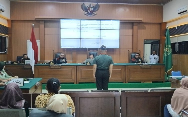 Sidang dakwaan oknum TNI, Peltu Yun Hery Lubis di Pengdilan Militer I-04 Palembang/handout